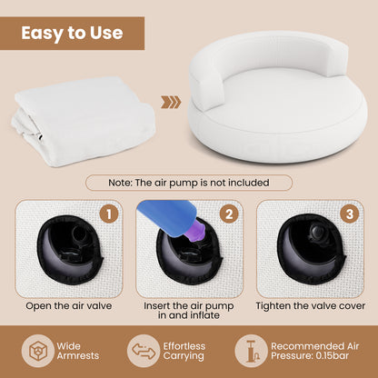 Inflatable Lounger Air Sofa with Detachable Cover, White