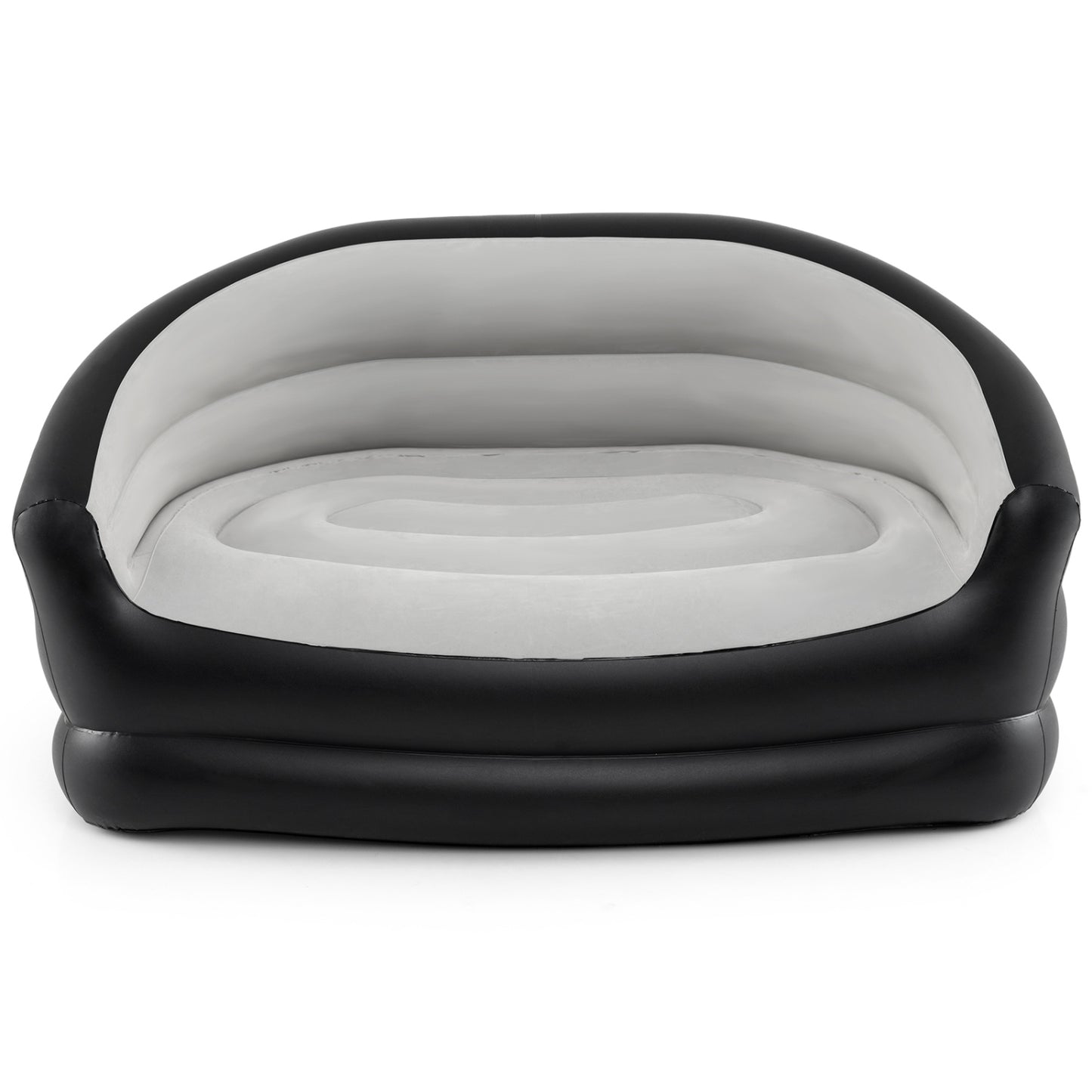 Inflatable Loveseat Couch Portable and Foldable 2-Seater Air Sofa for Adults with Flocked Surface-Grey, Gray Outdoor Seating & Patio Chairs at Gallery Canada