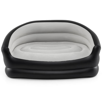 Inflatable Loveseat Couch Portable and Foldable 2-Seater Air Sofa for Adults with Flocked Surface-Grey, Gray Outdoor Seating & Patio Chairs Gray at Gallery Canada