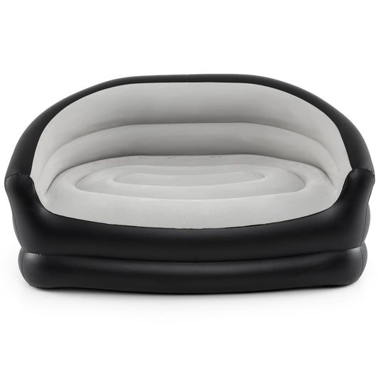 Inflatable Loveseat Couch Portable and Foldable 2-Seater Air Sofa for Adults with Flocked Surface-Grey, Gray Outdoor Seating & Patio Chairs Gray at Gallery Canada