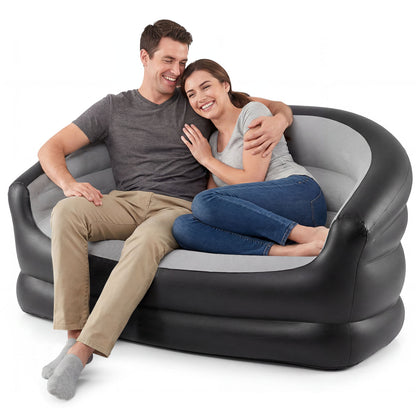 Inflatable Loveseat Couch Portable and Foldable 2-Seater Air Sofa for Adults with Flocked Surface-Grey, Gray Outdoor Seating & Patio Chairs at Gallery Canada