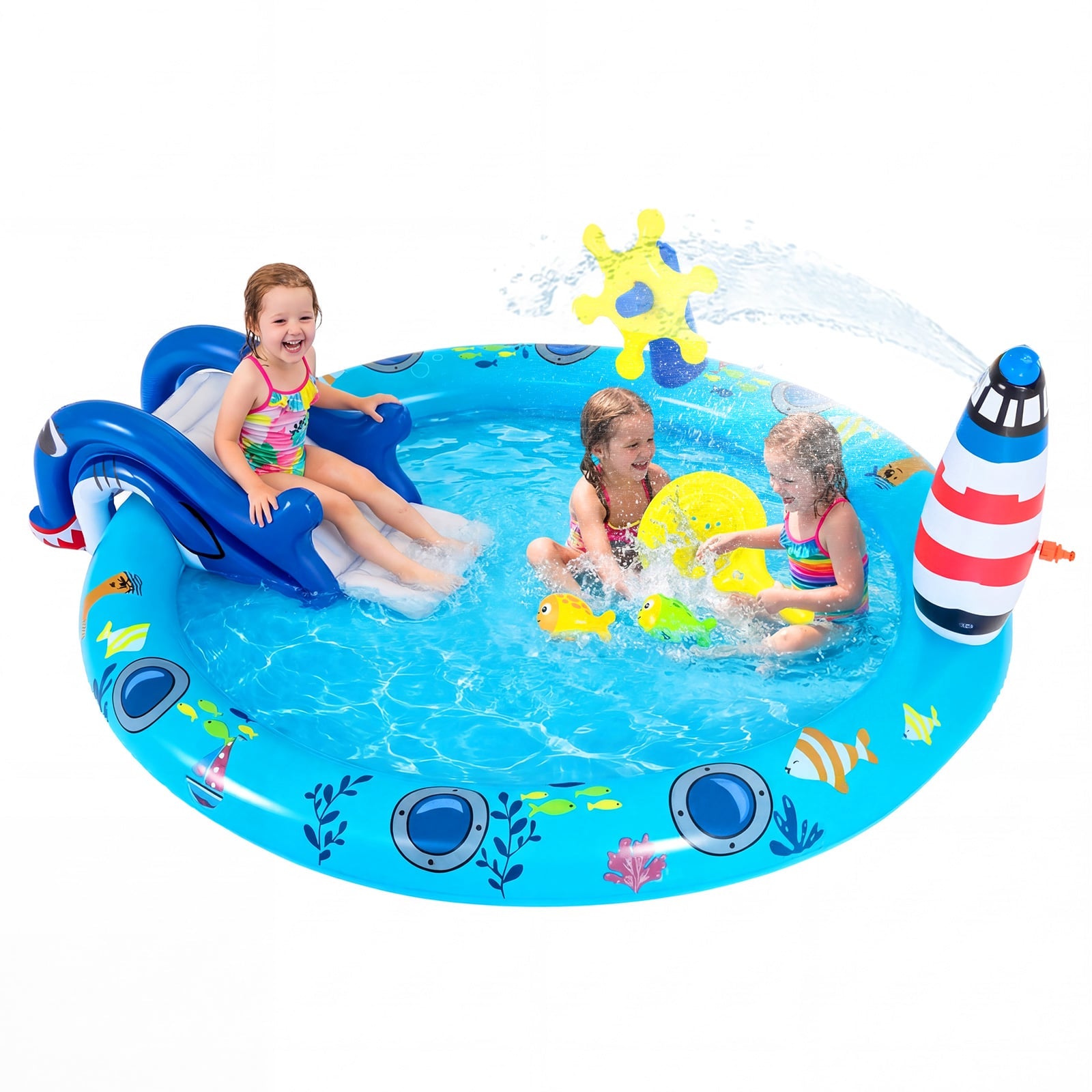 Inflatable Play Center, Marine Life Spray Pool, Shark Slide, Lighthouse Sprinkle Inflatable Water Slides at Gallery Canada