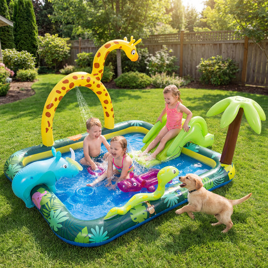 Inflatable Play Center With Slide, Giraffe, Sprinkle Inflatable Water Slides Multi-colored at Gallery Canada