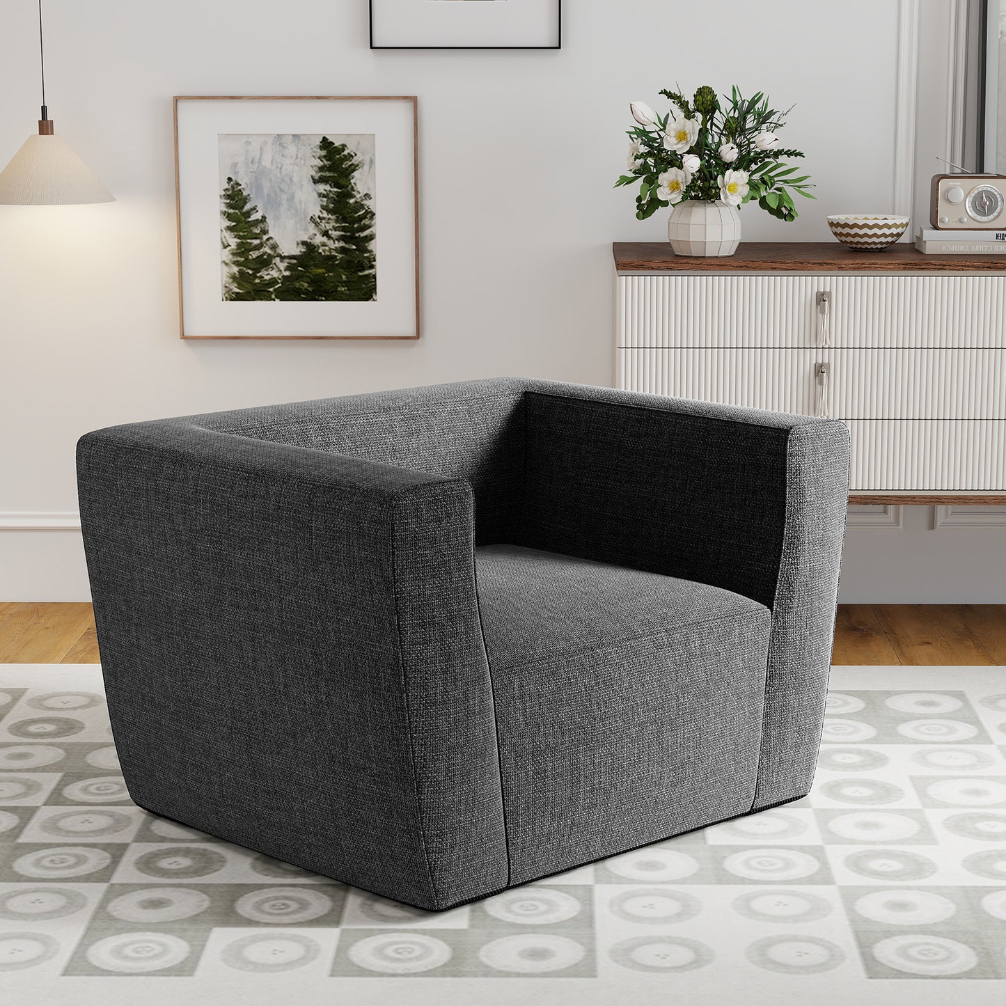 Inflatable Sofa with Detachable Cover and Wide Armrests, Gray