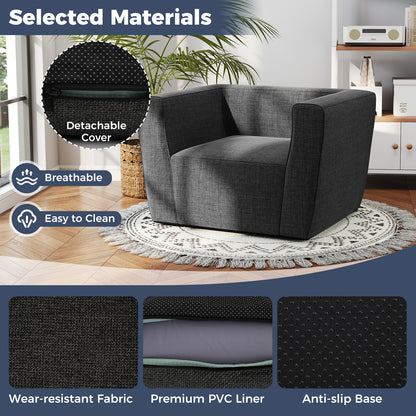 Inflatable Sofa with Detachable Cover and Wide Armrests, Gray