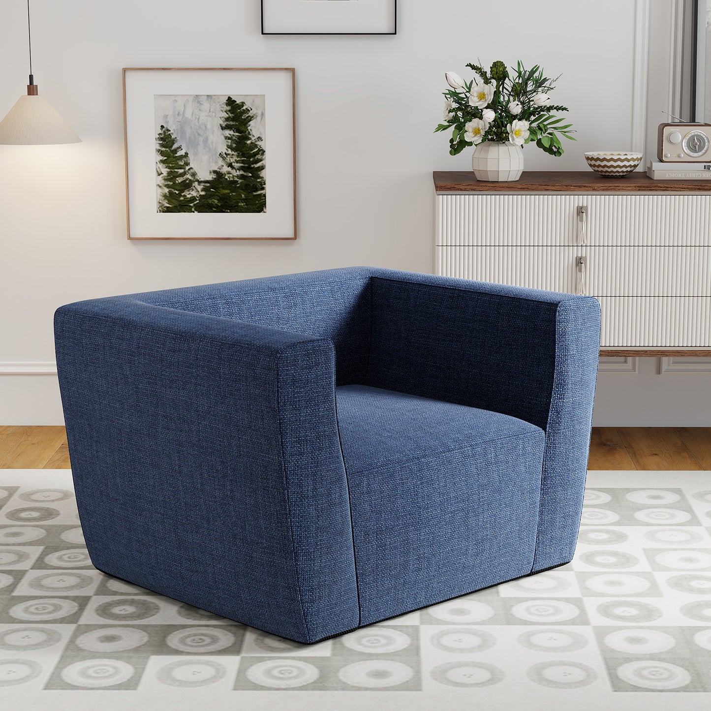 Inflatable Sofa with Detachable Cover and Wide Armrests, Blue