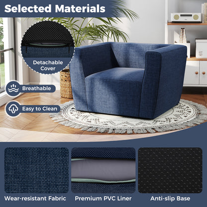 Inflatable Sofa with Detachable Cover and Wide Armrests, Blue