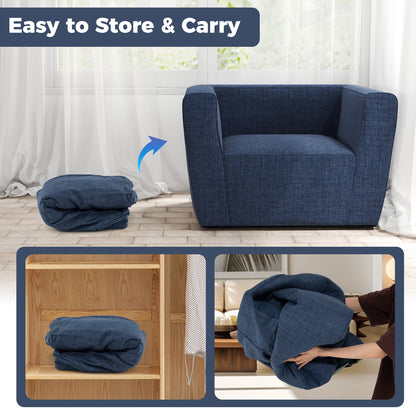 Inflatable Sofa with Detachable Cover and Wide Armrests, Blue