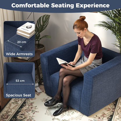 Inflatable Sofa with Detachable Cover and Wide Armrests, Blue