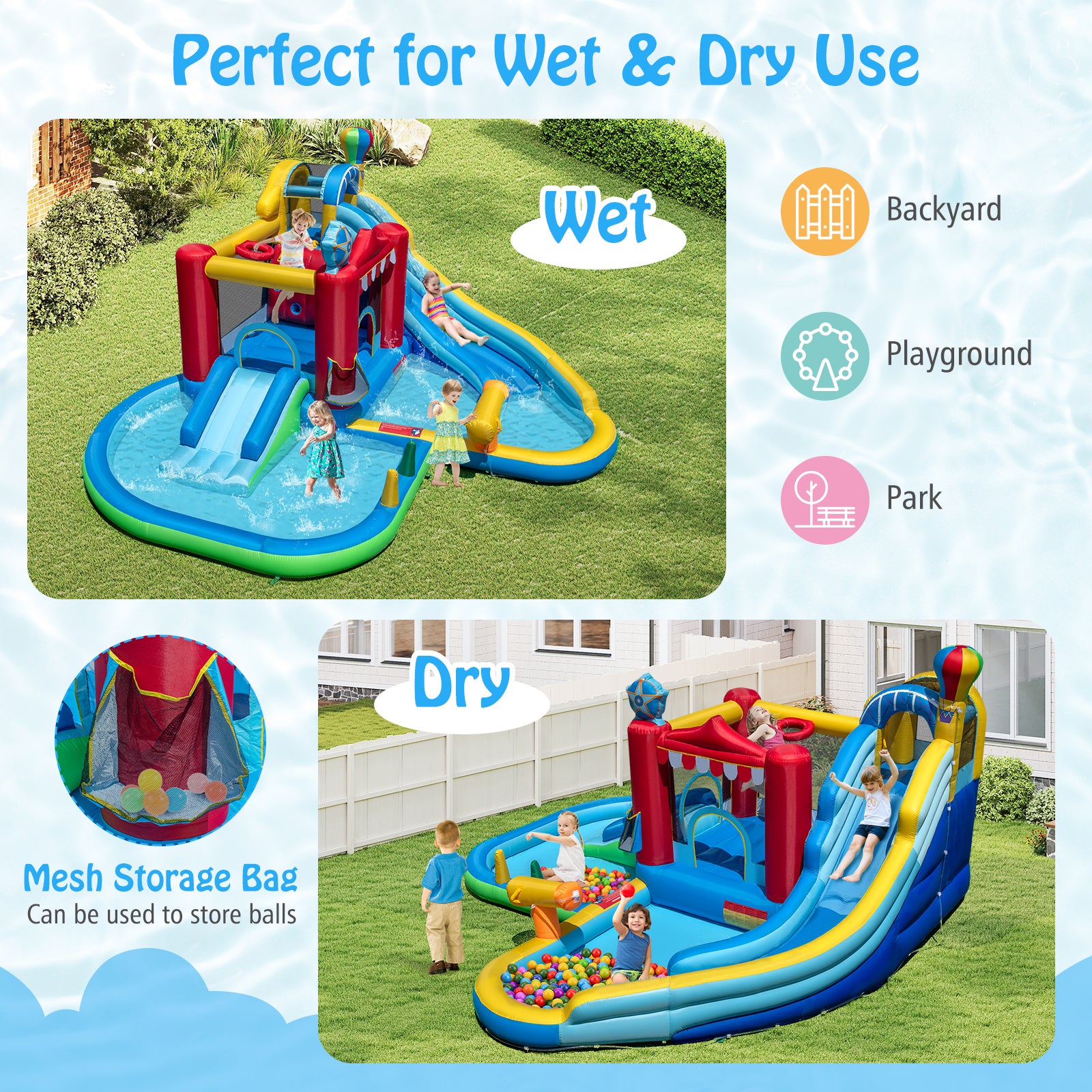 Inflatable Water Park Water Slide Wet Dry Combo Bounce House, Multicolor Inflatable Water Slides at Gallery Canada