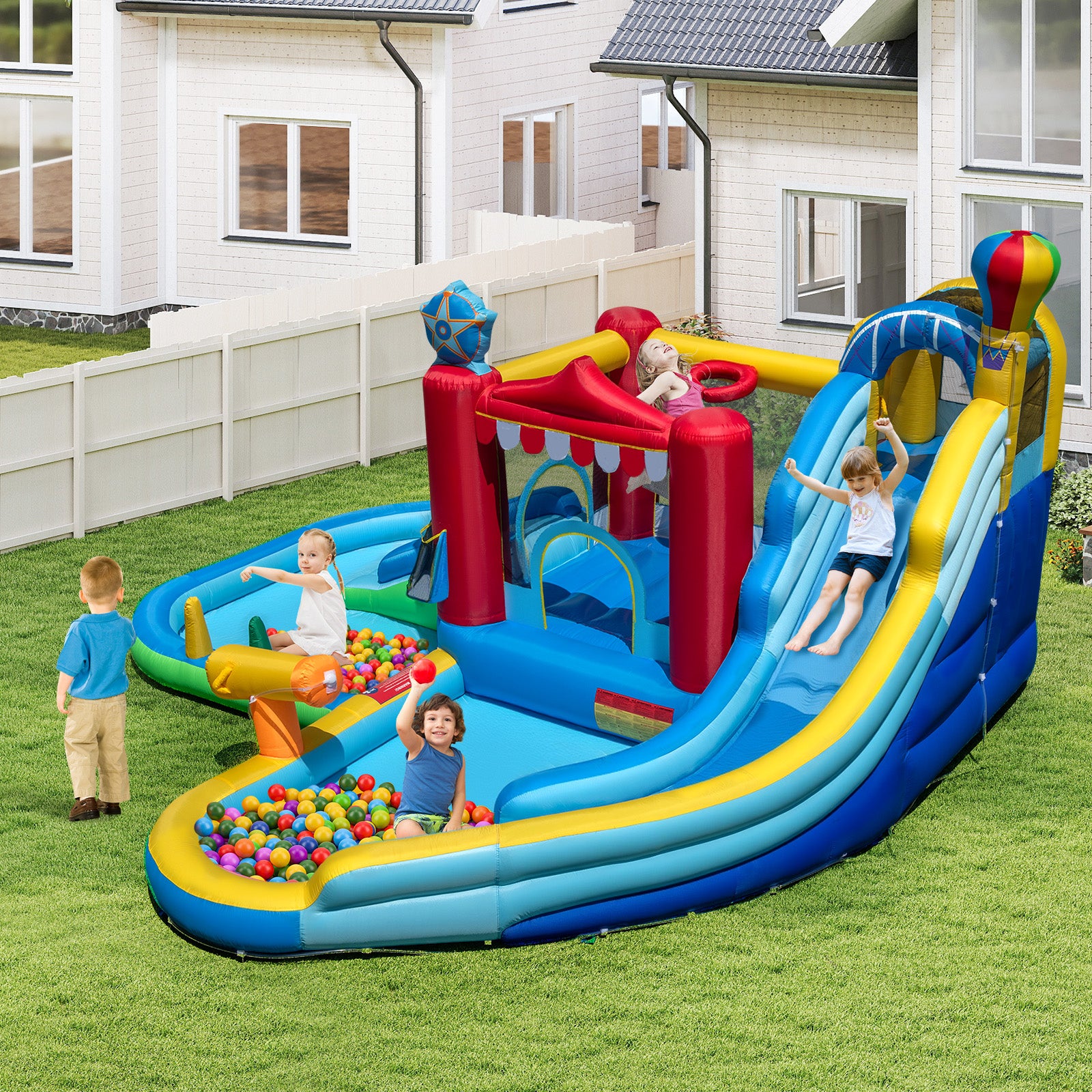 Inflatable Water Park Water Slide Wet Dry Combo Bounce House, Multicolor Inflatable Water Slides at Gallery Canada