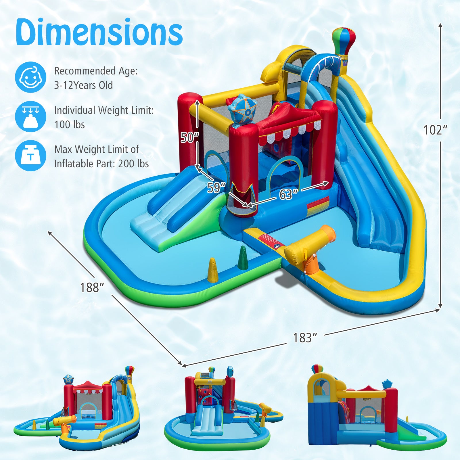 Inflatable Water Park Water Slide Wet Dry Combo Bounce House, Multicolor Inflatable Water Slides at Gallery Canada
