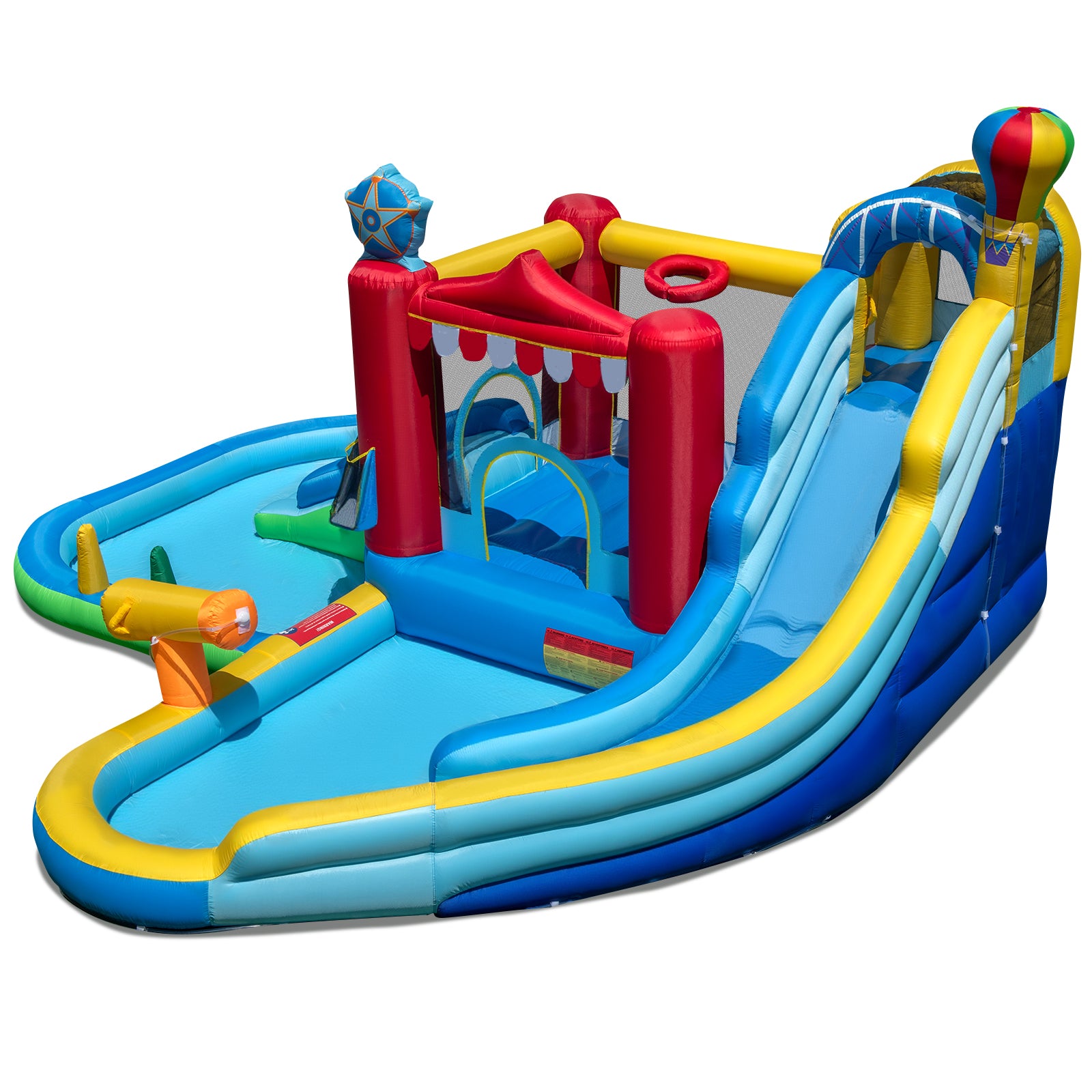 Inflatable Water Park with Splash Pool and Water Cannon for Birthday Party Without Blower, Multicolor Inflatable Water Slides at Gallery Canada