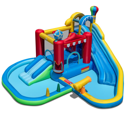 Inflatable Water Park with Splash Pool and Water Cannon for Birthday Party Without Blower, Multicolor Inflatable Water Slides Multicolor at Gallery Canada
