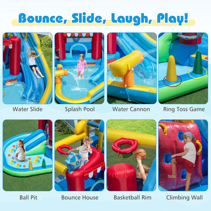 Inflatable Water Park with Splash Pool and Water Cannon for Birthday Party Without Blower, Multicolor Inflatable Water Slides at Gallery Canada