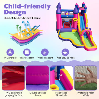 Inflatable Water Slide Princess Themed Bounce Castle with Climbing Wall 680W Blower Included Inflatable Water Slides at Gallery Canada