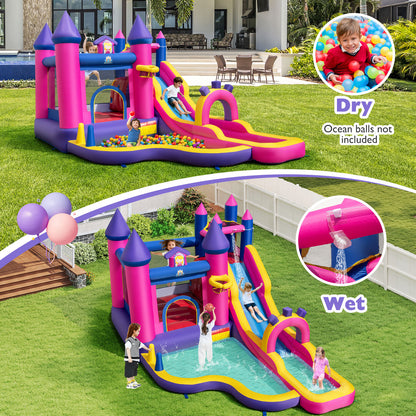 Inflatable Water Slide Princess Themed Bounce Castle with Climbing Wall 680W Blower Included Inflatable Water Slides at Gallery Canada