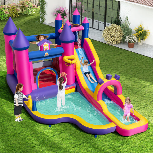 Inflatable Water Slide Princess Themed Bounce Castle with Climbing Wall 680W Blower Included Inflatable Water Slides Options at Gallery Canada