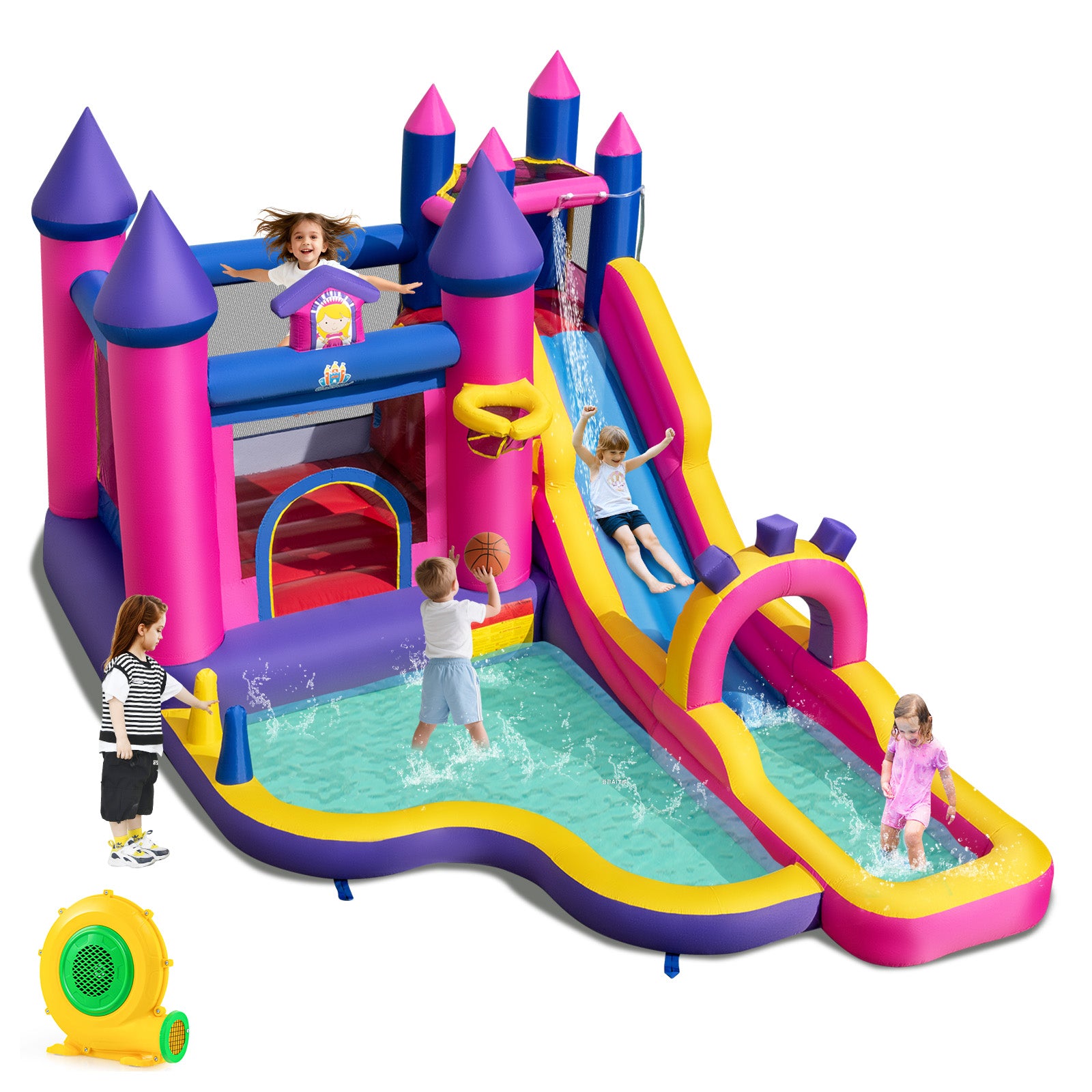 Inflatable Water Slide Princess Themed Bounce Castle with Climbing Wall 680W Blower Included Inflatable Water Slides at Gallery Canada