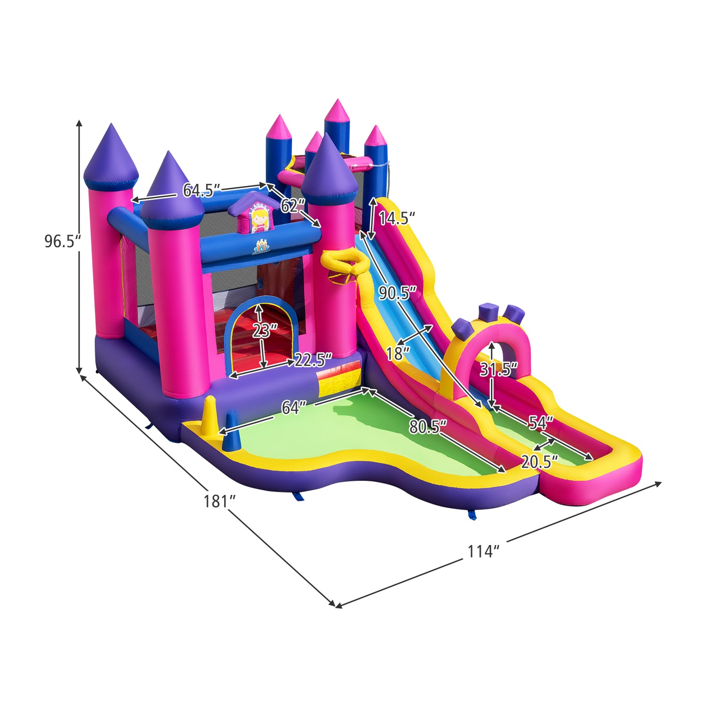 Inflatable Water Slide Princess Themed Bounce Castle with Climbing Wall 680W Blower Included Inflatable Water Slides at Gallery Canada