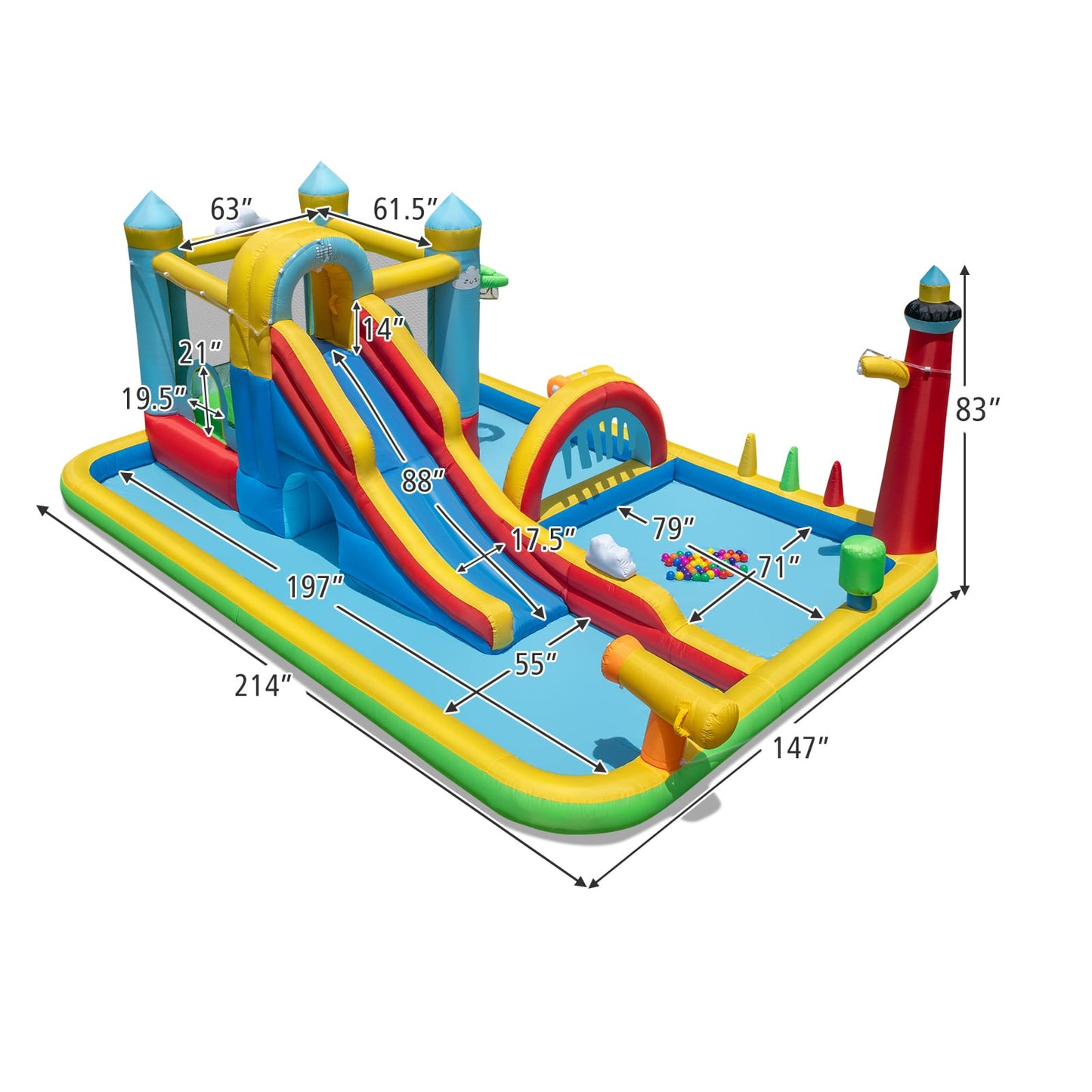 Inflatable Water Slide Giant Water Park with Long Slide 750W Blower Inflatable Water Slides at Gallery Canada