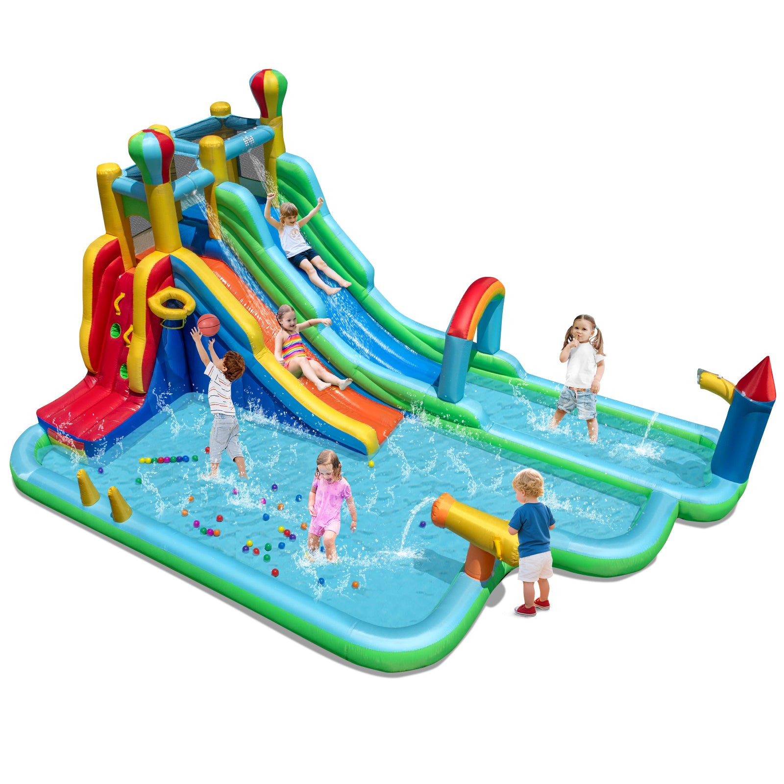 Inflatable Water Slide Park Giant Bounce House with Double Long Slides, Blue Inflatable Water Slides at Gallery Canada