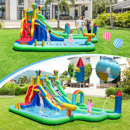 Inflatable Water Slide Park Giant Bounce House with 950W Blower, Blue Inflatable Water Slides at Gallery Canada