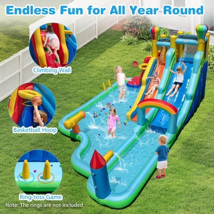 Inflatable Water Slide Park Giant Bounce House with 950W Blower, Blue Inflatable Water Slides at Gallery Canada
