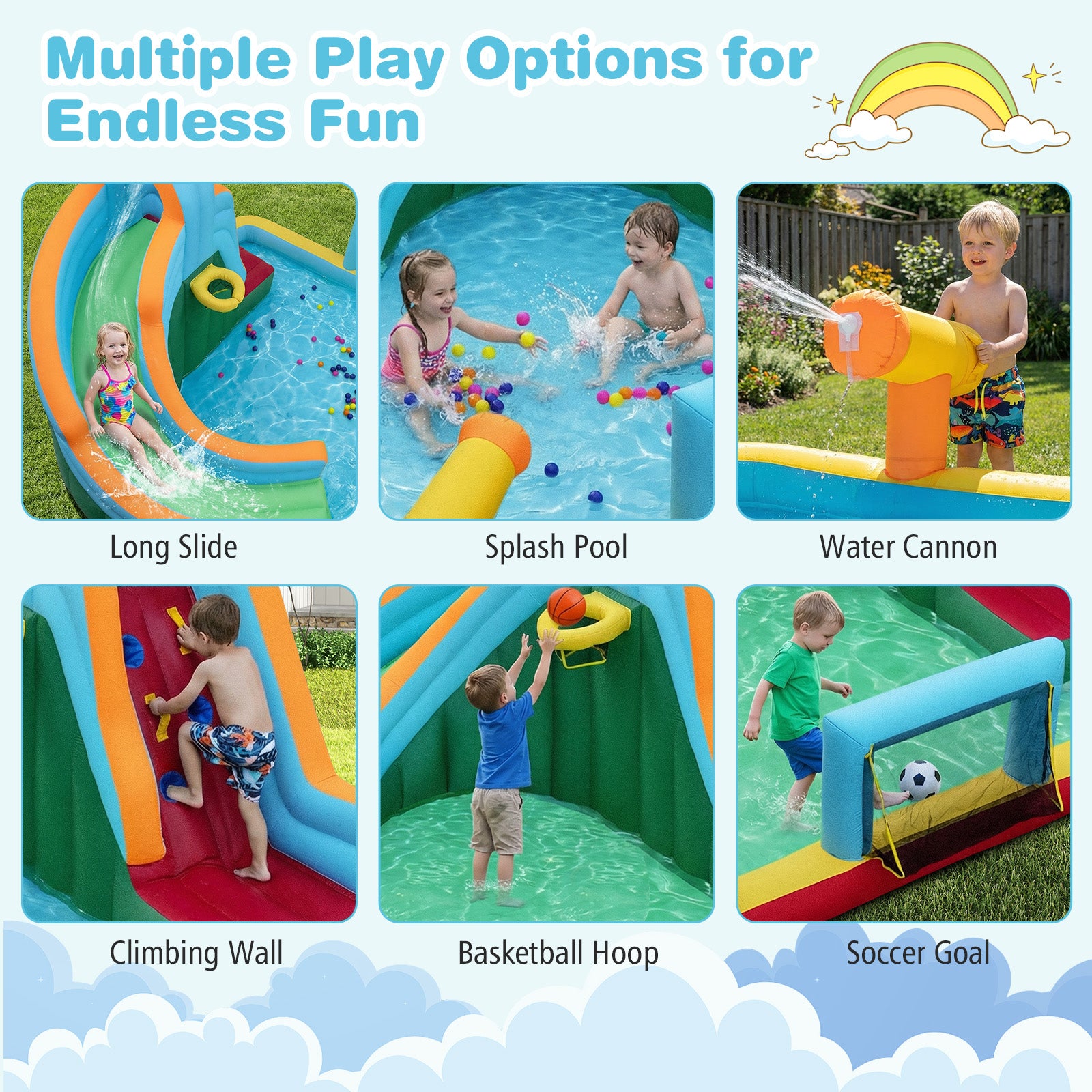 6-In-1 Inflatable Water Slide Park, Giant Bounce House With Splash Pool Inflatable Water Slides at Gallery Canada