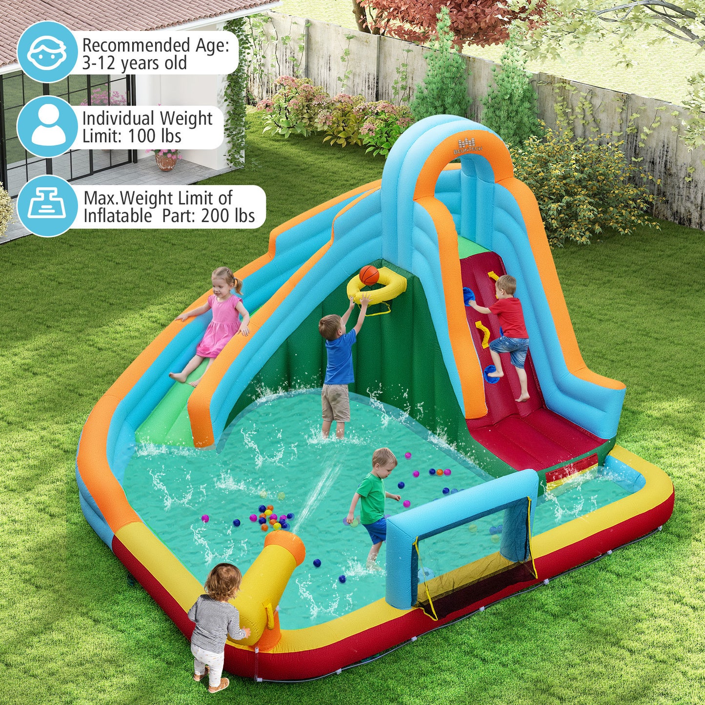 6-In-1 Inflatable Water Slide Park, Giant Bounce House With Splash Pool Inflatable Water Slides at Gallery Canada
