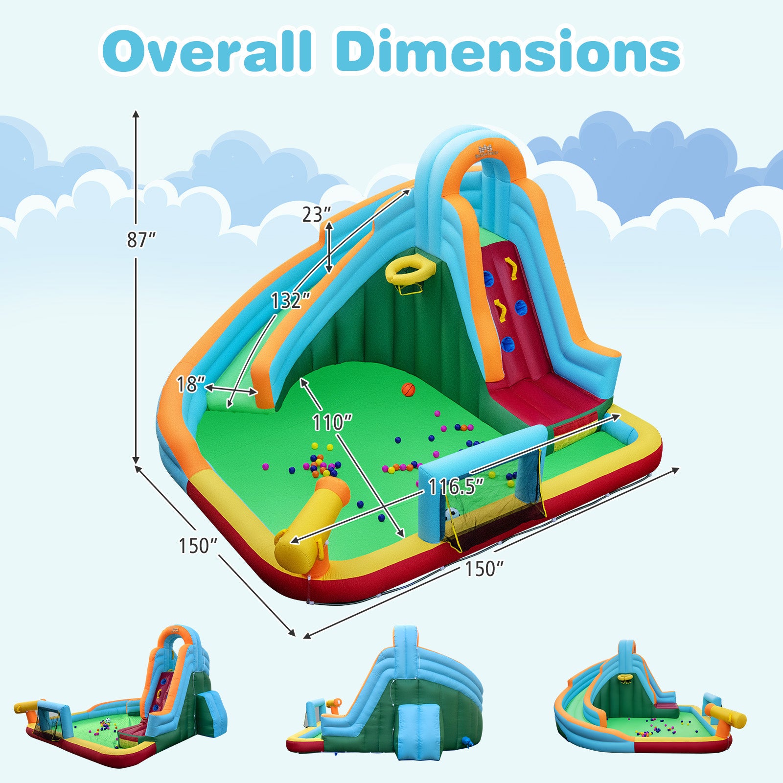 6-In-1 Inflatable Water Slide Park, Giant Bounce House With Splash Pool Inflatable Water Slides at Gallery Canada