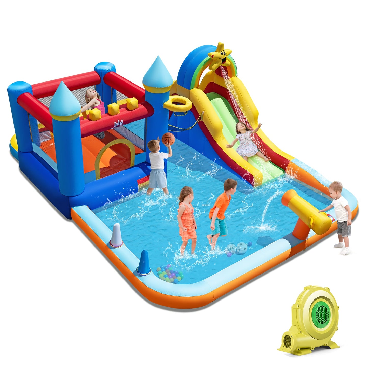 Inflatable Water Slide Park Bouncy Castle with Climbing Wall with 735W Blower Inflatable Water Slides at Gallery Canada