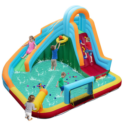 Inflatable Water Slide Park, 6-in-1 Giant Bounce House, Multicolor Inflatable Water Slides Multicolor at Gallery Canada
