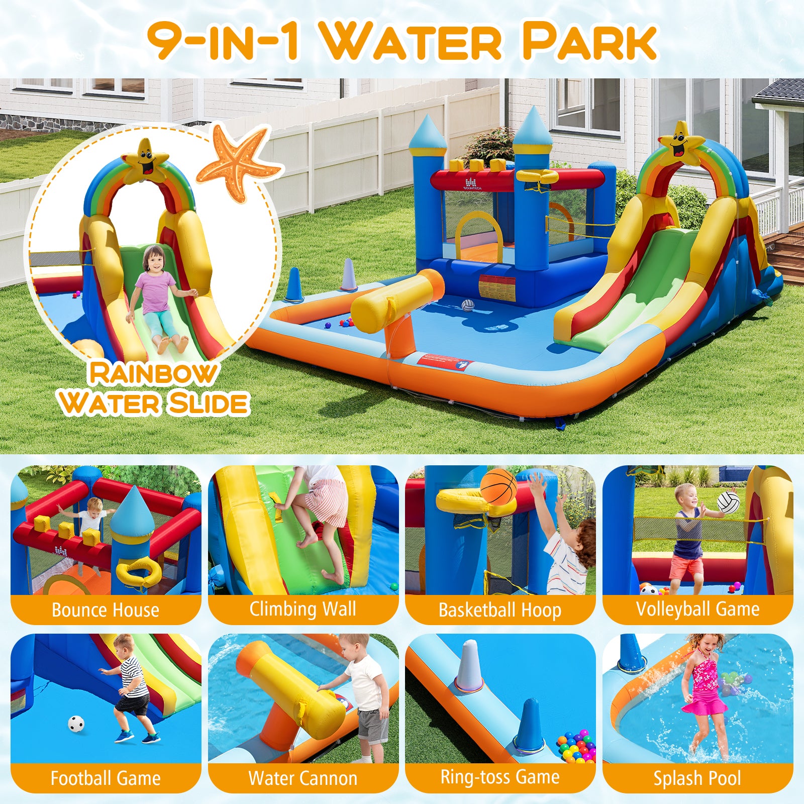 Inflatable Water Slide Park With Climbing Wall, Splash Pool Inflatable Water Slides at Gallery Canada