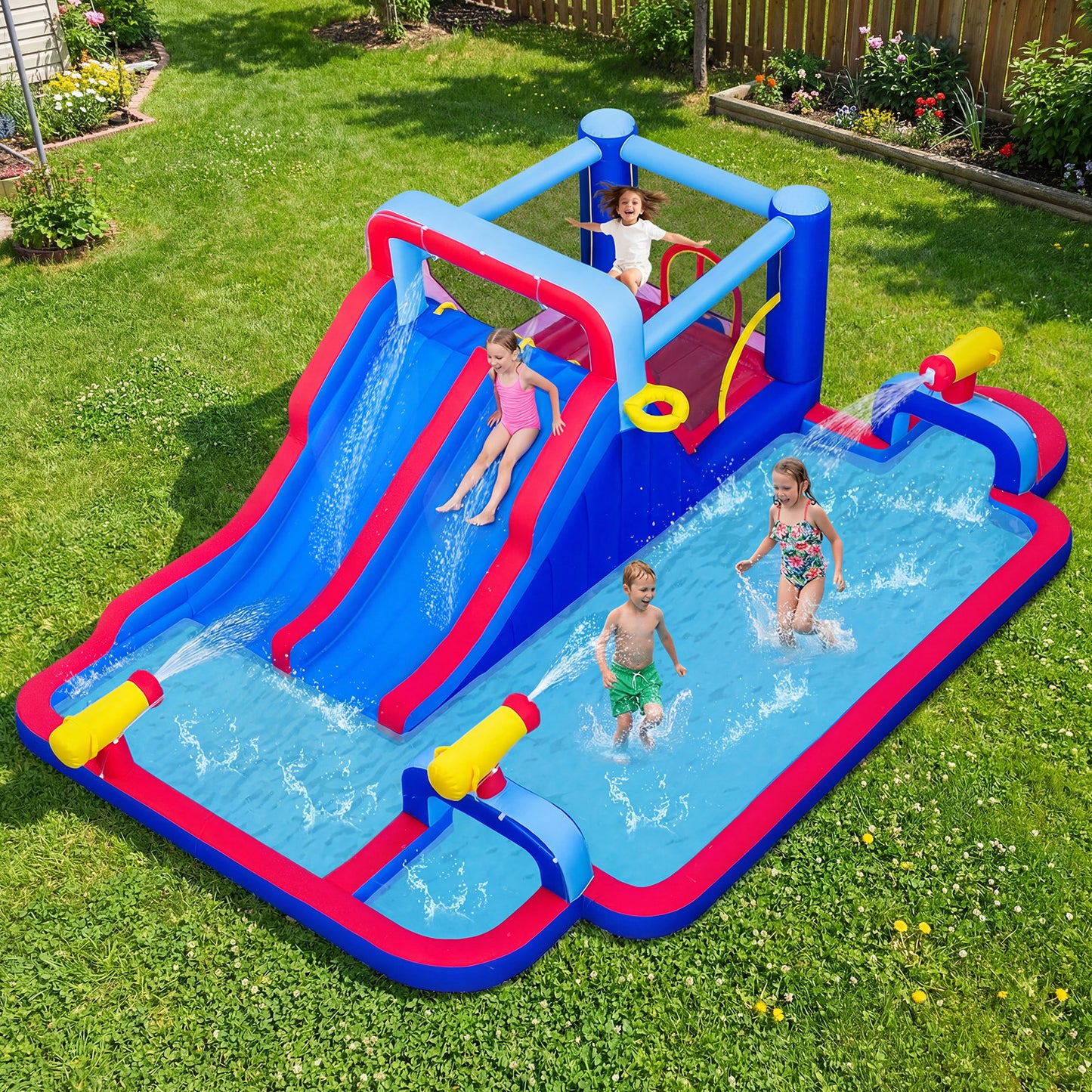Inflatable Water Slide Park Giant Bounce House with Double Slides with 750W blower Inflatable Water Slides at Gallery Canada