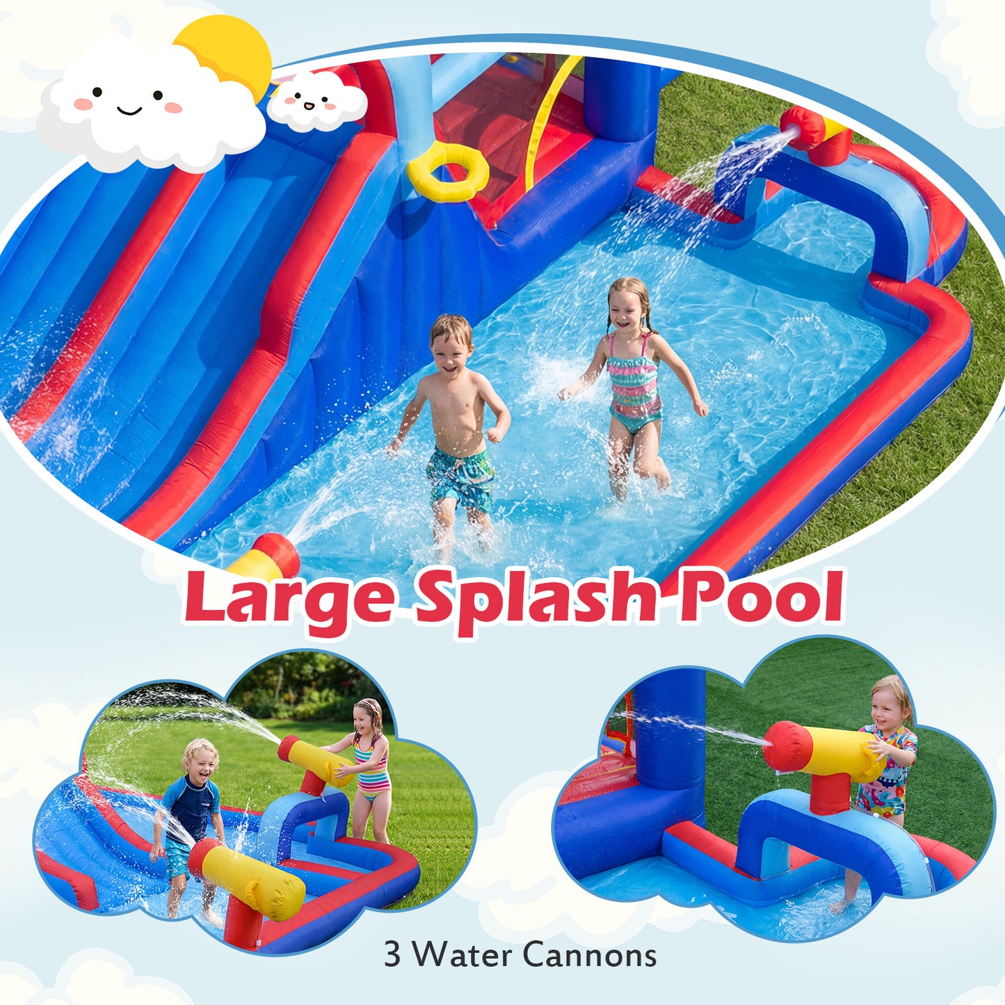 Inflatable Water Slide Park Giant Bounce House with Double Slides with 750W blower Inflatable Water Slides at Gallery Canada