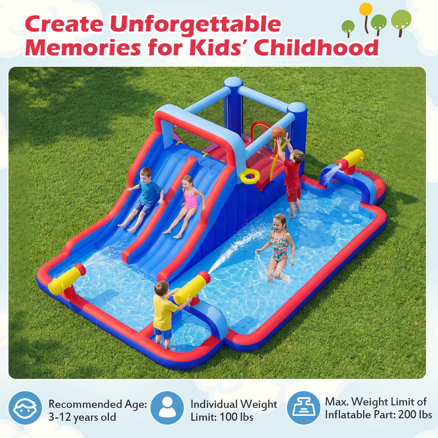 Inflatable Water Slide Park Giant Bounce House with Double Slides with 750W blower Inflatable Water Slides at Gallery Canada