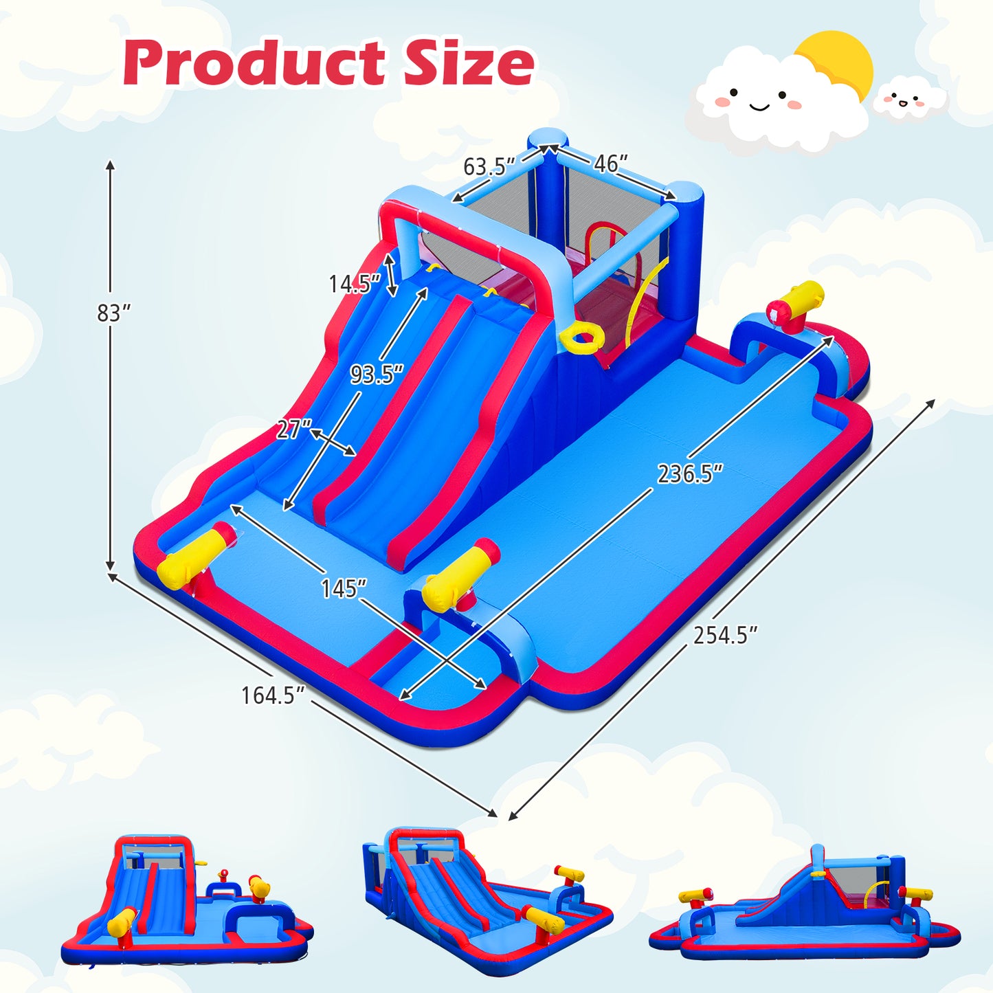 Inflatable Water Slide Park Giant Bounce House with Double Slides with 750W blower Inflatable Water Slides at Gallery Canada
