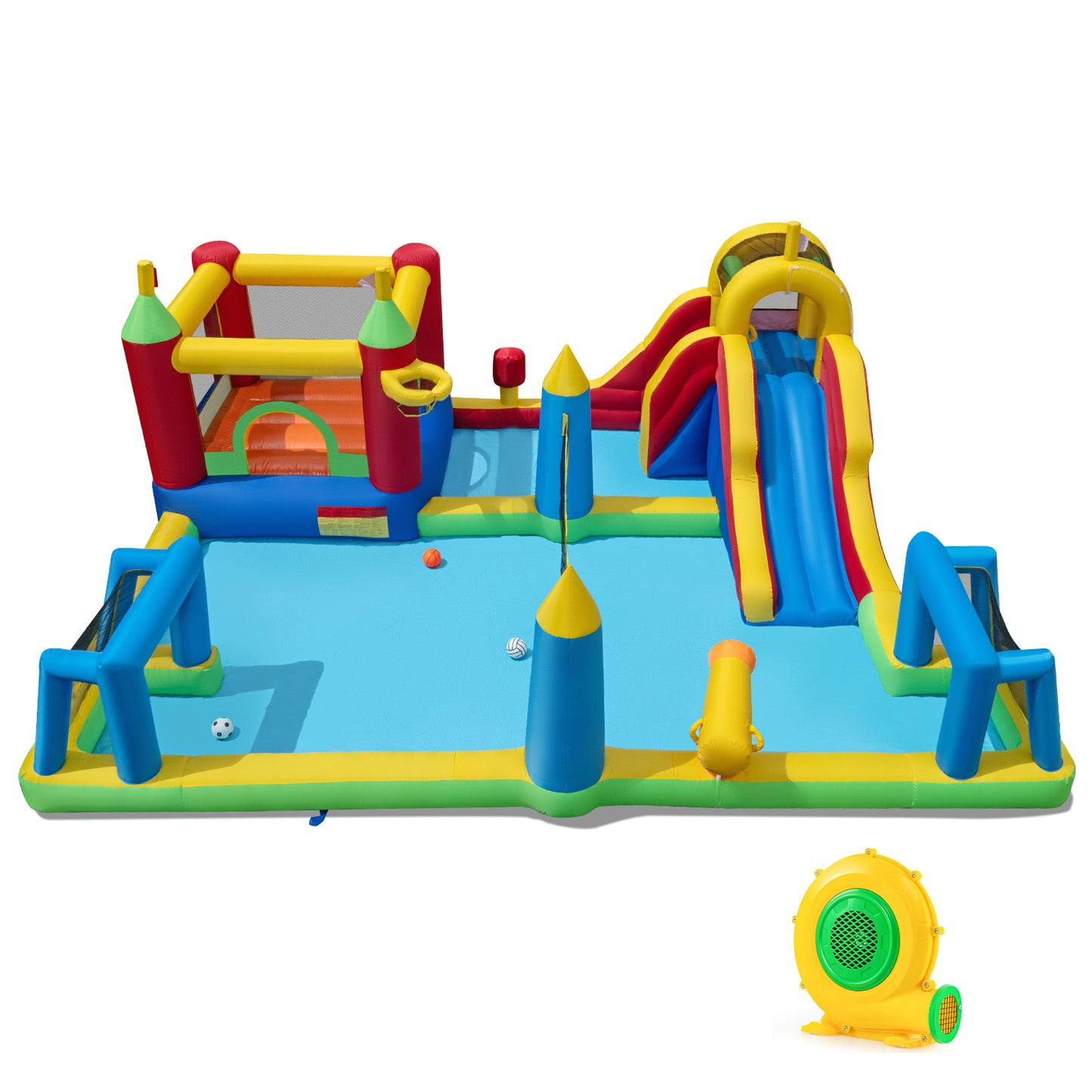 Inflatable Water Slide Bounce House, 9-in-1 Jumping Castle, 680W Blower Inflatable Water Slides Options at Gallery Canada