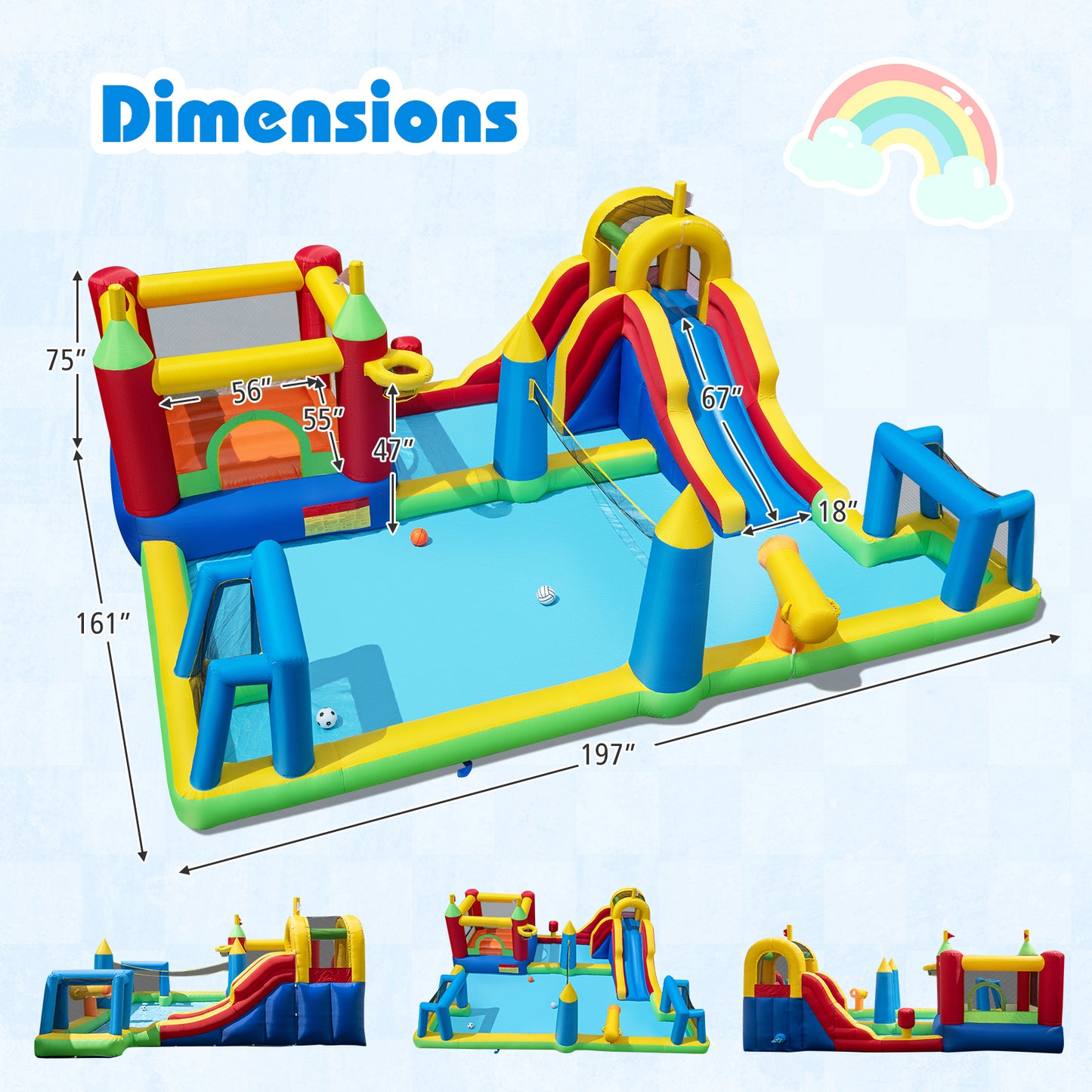 Inflatable Water Slide Bounce House, 9-in-1 Jumping Castle, 735W Blower Inflatable Water Slides at Gallery Canada