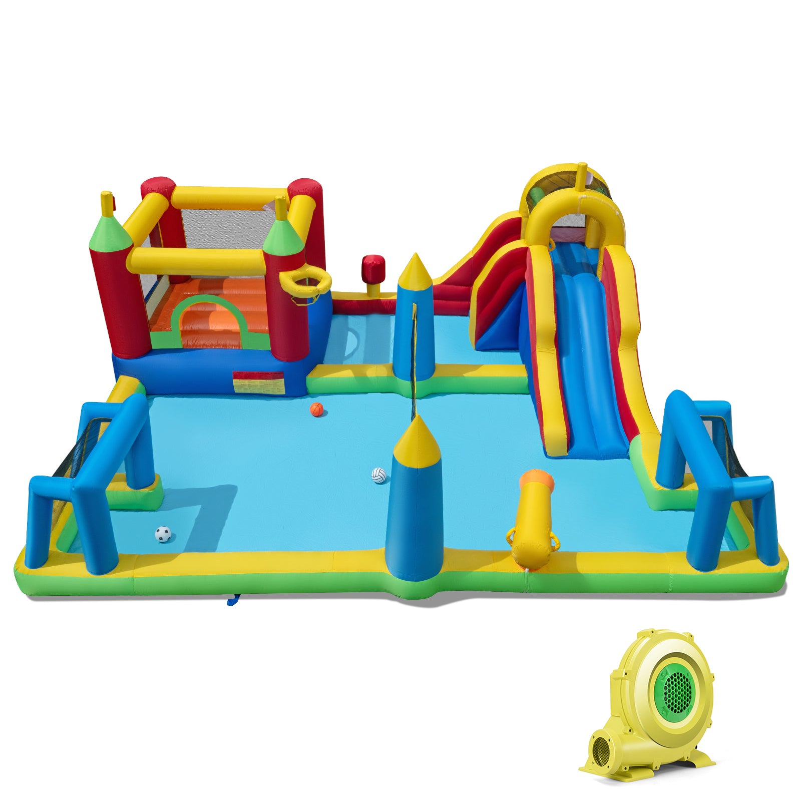Inflatable Water Slide Bounce House, 9-in-1 Jumping Castle, 735W Blower Inflatable Water Slides Options at Gallery Canada