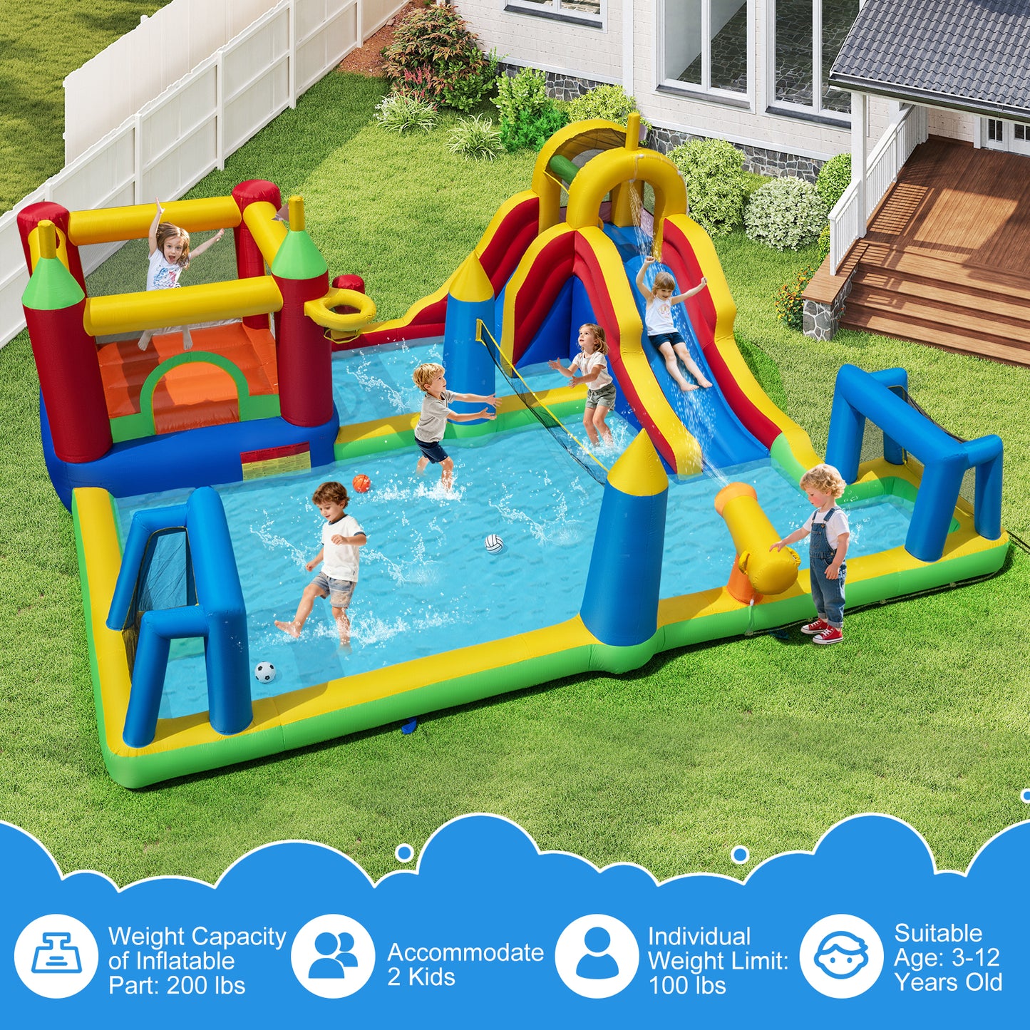 Inflatable Water Slide Bounce House, 9-In-1 Jumping Castle, 750W Blower Inflatable Water Slides at Gallery Canada