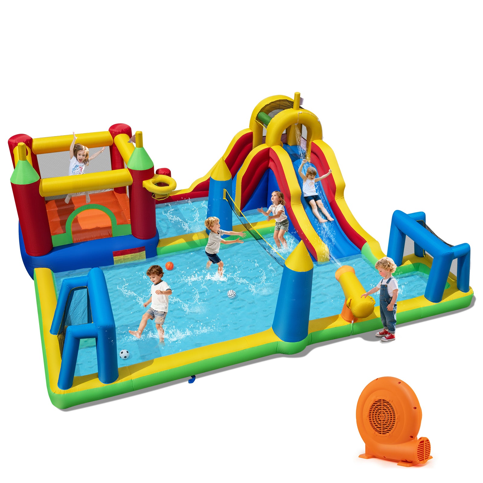 Inflatable Water Slide Bounce House, 9-In-1 Jumping Castle, 750W Blower Inflatable Water Slides at Gallery Canada