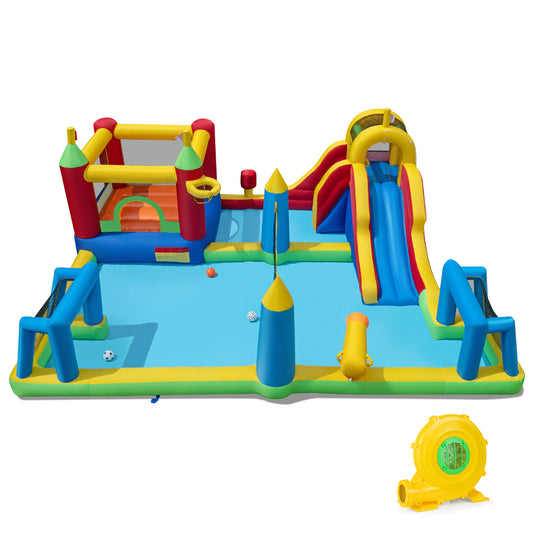 Inflatable Water Slide, Bounce House, 9-in-1 Jumping Castle, 780W Blower