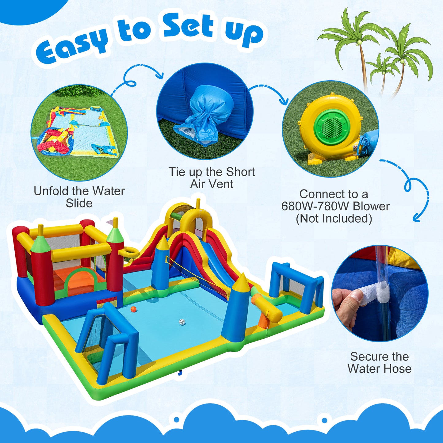 Inflatable Water Slide Bounce House, 9-in-1 Jumping Castle With Climbing Wall Inflatable Water Slides at Gallery Canada