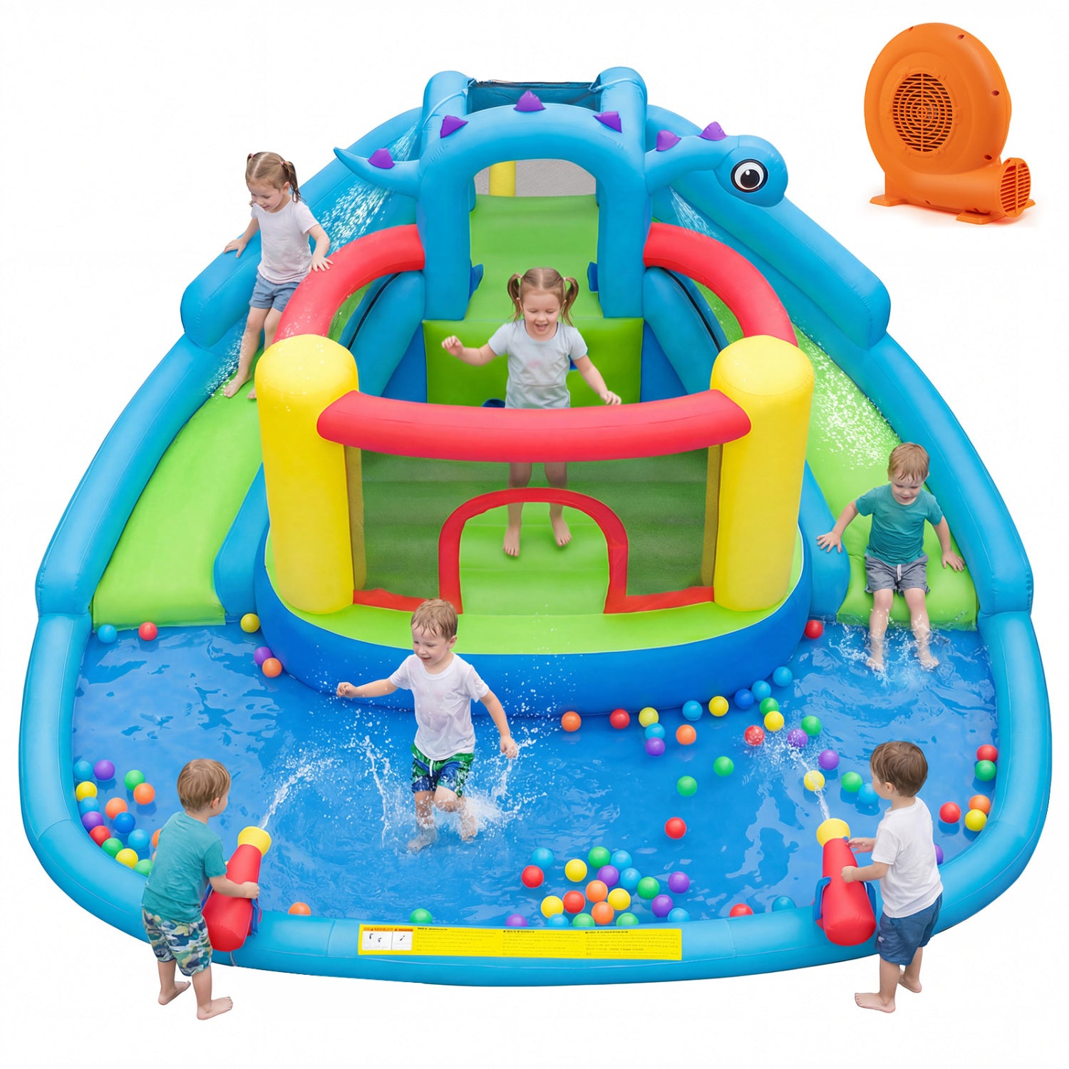 Inflatable Dinosaur Water Slide Bounce House, Double Slides Inflatable Water Slides Multicolor at Gallery Canada
