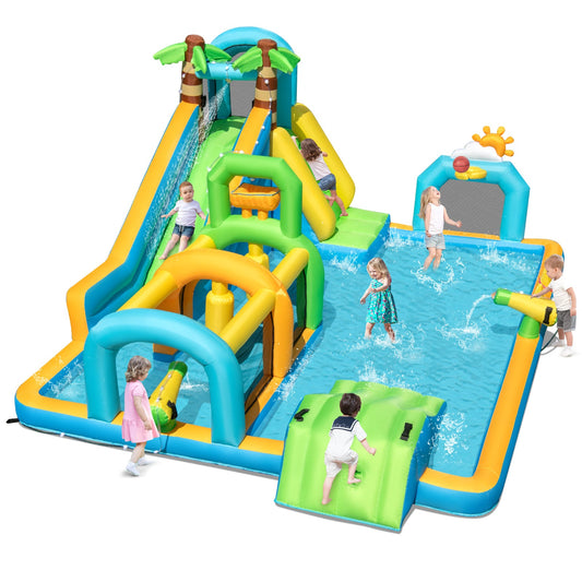 Inflatable Water Slide Tropical Theme Dual Slide Aqua Park Blower Excluded Inflatable Water Slides Options at Gallery Canada