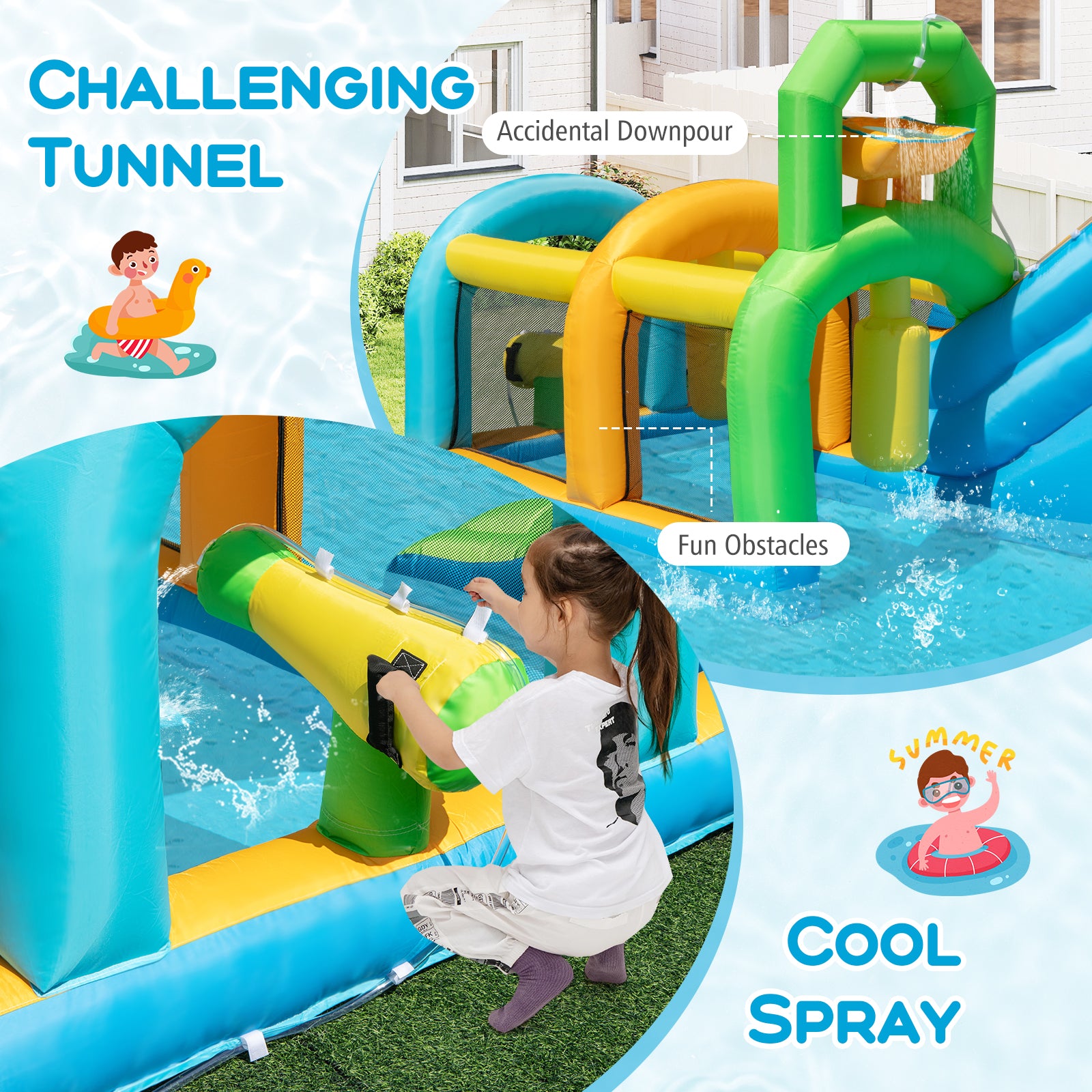 Inflatable Water Slide Tropical Theme Dual Slide Aqua Park Blower Excluded Inflatable Water Slides at Gallery Canada
