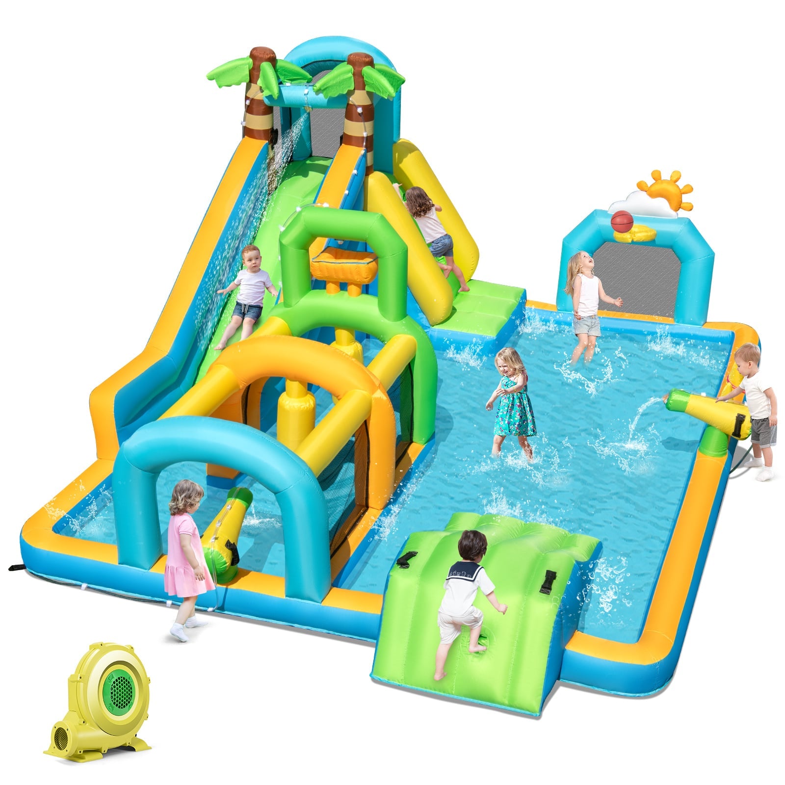Inflatable Water Slide, Tropical Theme, Dual Slide, 735W Blower Inflatable Water Slides at Gallery Canada