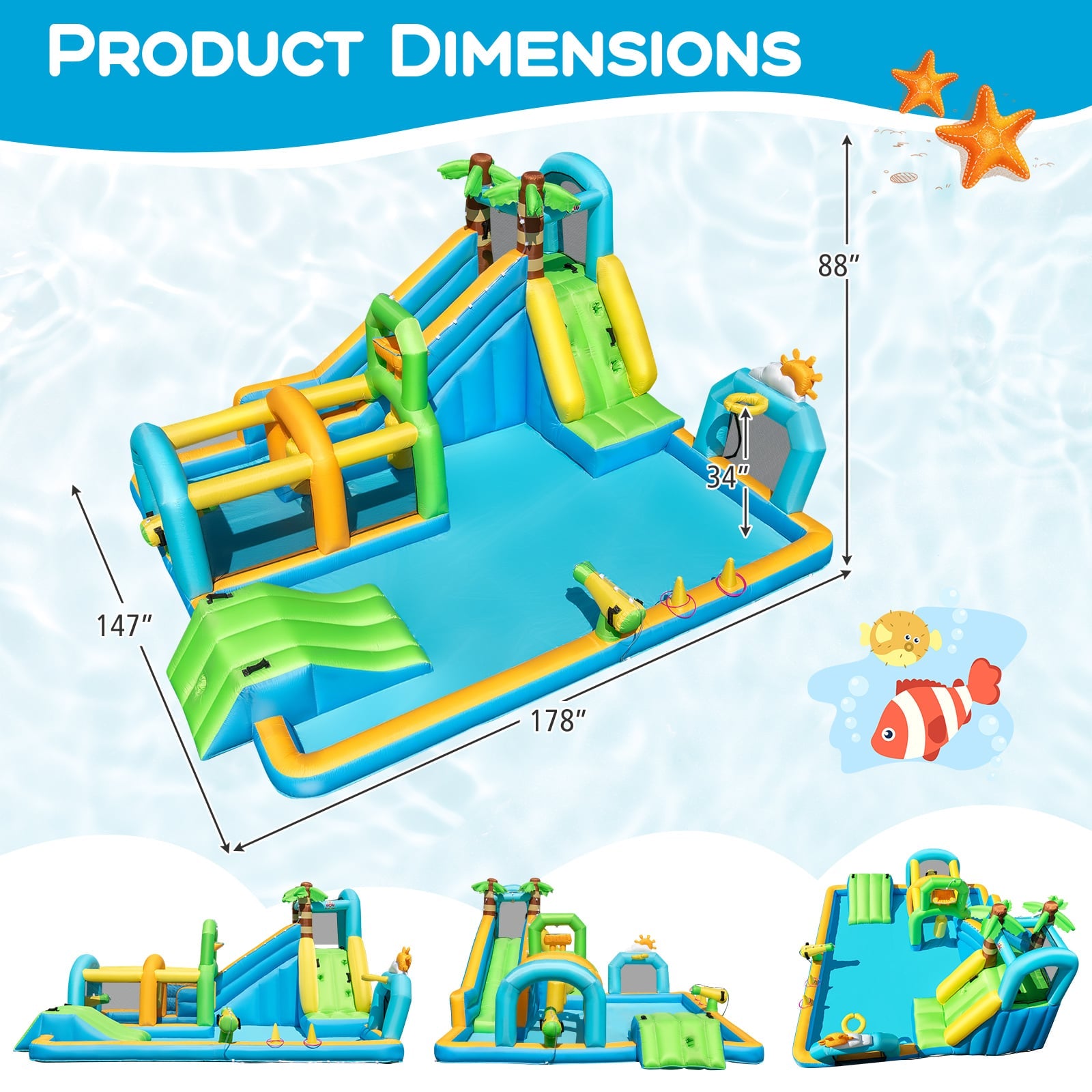 Inflatable Water Slide, Tropical Theme, Dual Slide, 735W Blower Inflatable Water Slides at Gallery Canada